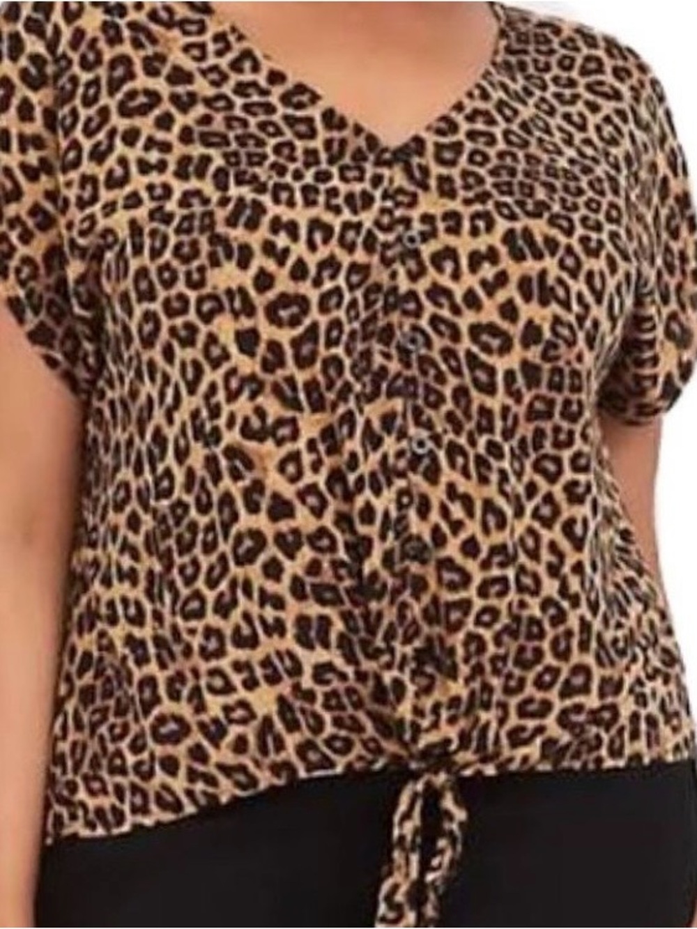 Size 1 Torrid Leopard Print Tie-Front Tunic - Black & Brown